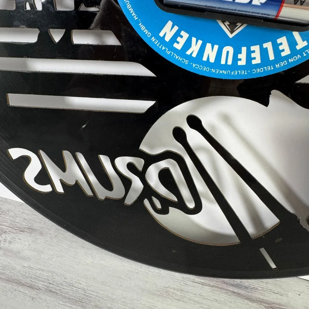 Vintage Vinyl Record Wall Clock Drum Set Silhouette Music Room Decor 12
